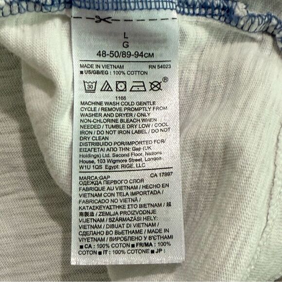 GAP White & Blue Baseball Raglan Long Sleeve Tee Shirt Size Large - Picture 4 of 7